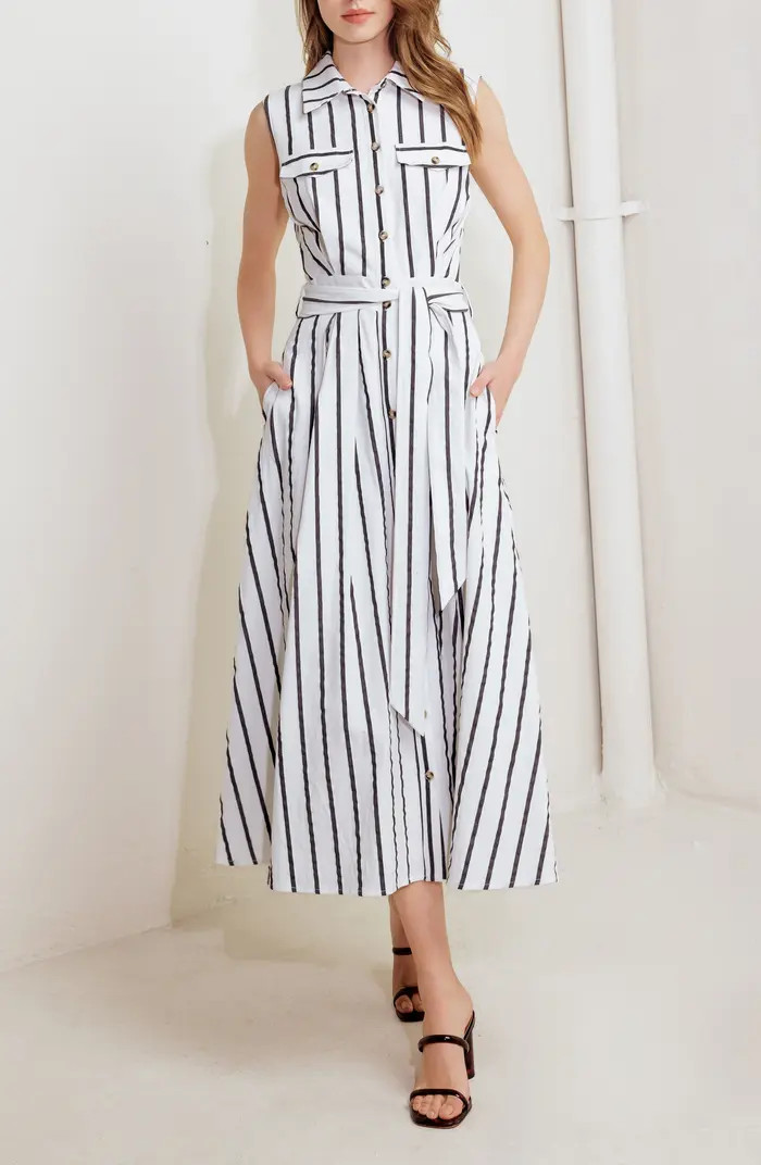 Stripe Sleeveless Midi Shirtdress | Nordstrom
