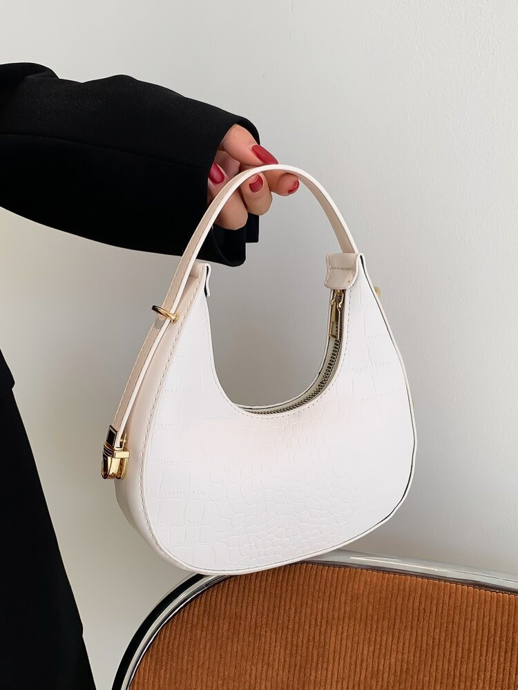 Mini Crocodile Embossed Hobo Bag | SHEIN