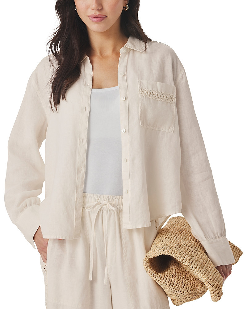 Splendid Stella Linen Trim Button Down Shirt | Bloomingdale's (US)