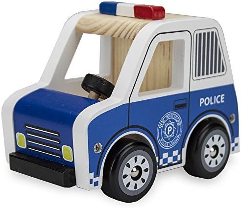 Wooden Wheels Natural Beech Wood Police Cruiser by Imagination Generation , Blue | Amazon (US)