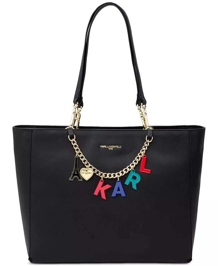 Karl Lagerfeld Paris Gifting Charmed Faux Leather Tote  & Reviews - Handbags & Accessories - Macy... | Macys (US)
