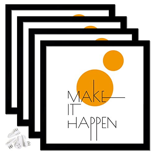 ijuerybai 24x24 Picture Frame Set of 4, Black 24 x 24 Frame High Transparent Wall Gallery Poster Canvas Photo Frames for 24 by 24 inches | Amazon (US)
