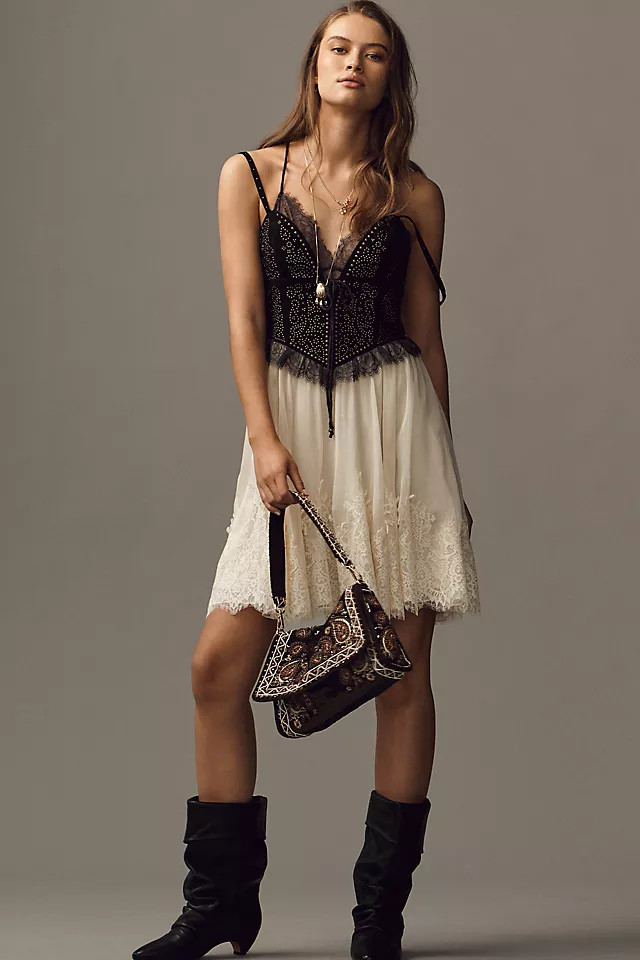 Lace Trim Twofer Mini Dress | Anthropologie (US)