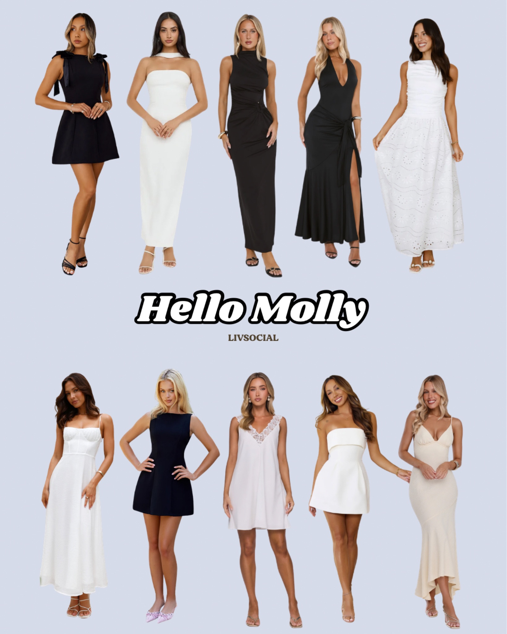 Graduation Dresses from Hello Molly 

graduation dresses, grad dresses, white dresses, black dresses, college graduation dress, high school graduation dress 
