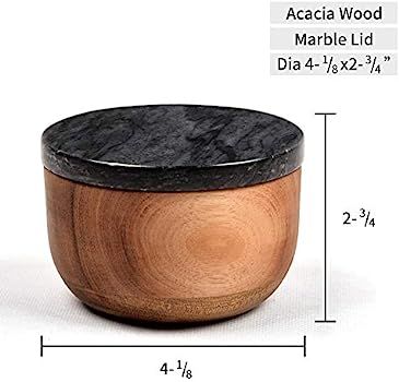 jalz jalz Large Wood Salt Box Salt Cellar Spice Seasonings Keeper Solid Natural Acacia Base Black... | Amazon (US)