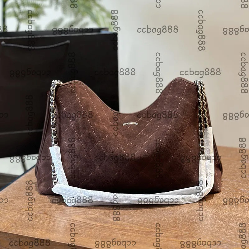 Womens Designer Suede Nubuck Rubbed Bags Dark Brown Silver Metal Hardware Matelasse Chain Shoulde... | DHGate