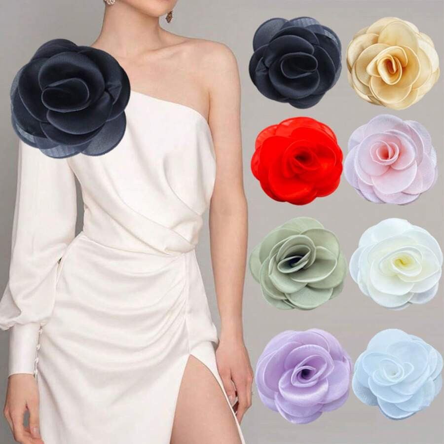 19CM Light Luxury Elegant Mesh Gauze Aart Brooch Camellia Party Party Couples Clothing Accessorie... | SHEIN
