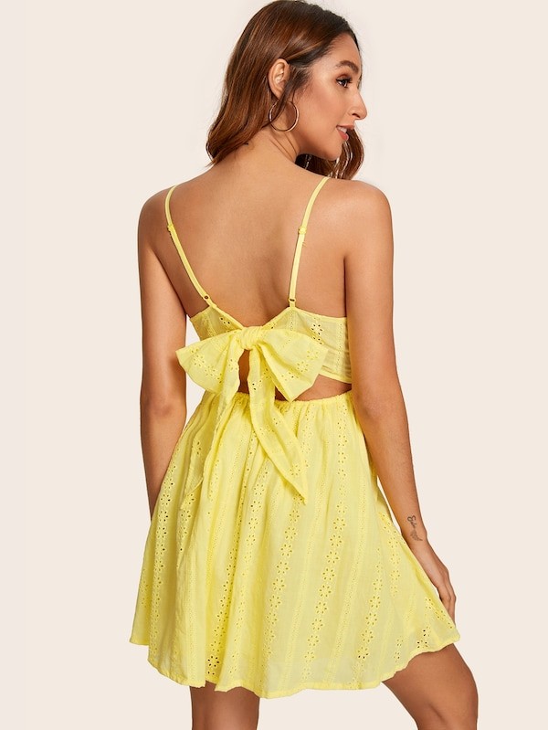 SHEIN Tie Back Schiffy Cami Dress | SHEIN