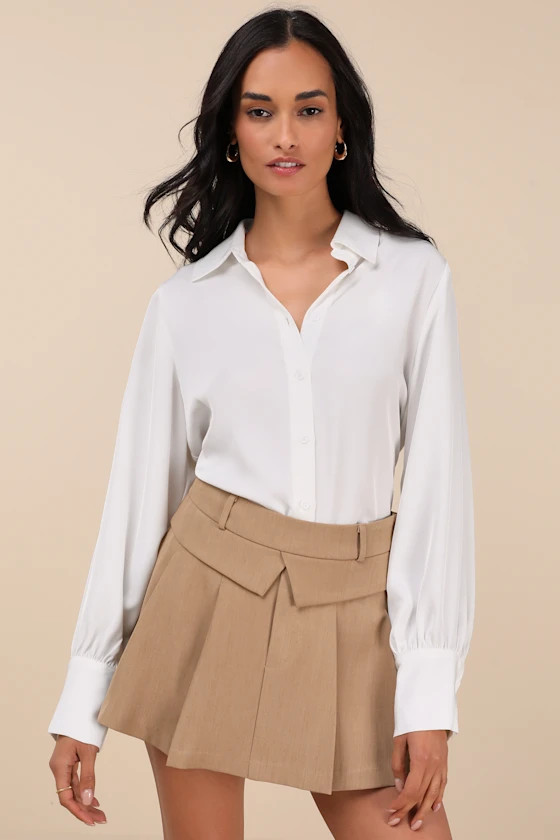 On It Khaki Pleated Mini Skirt | Lulus