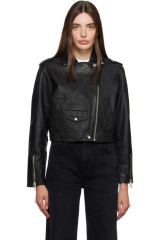 Black Aria Leather Jacket | SSENSE