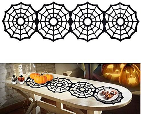 Halloween Black Spider Web Placemats, Felt Dining Table Mats Tablecloth Spooky Heat-resistant Tab... | Amazon (US)