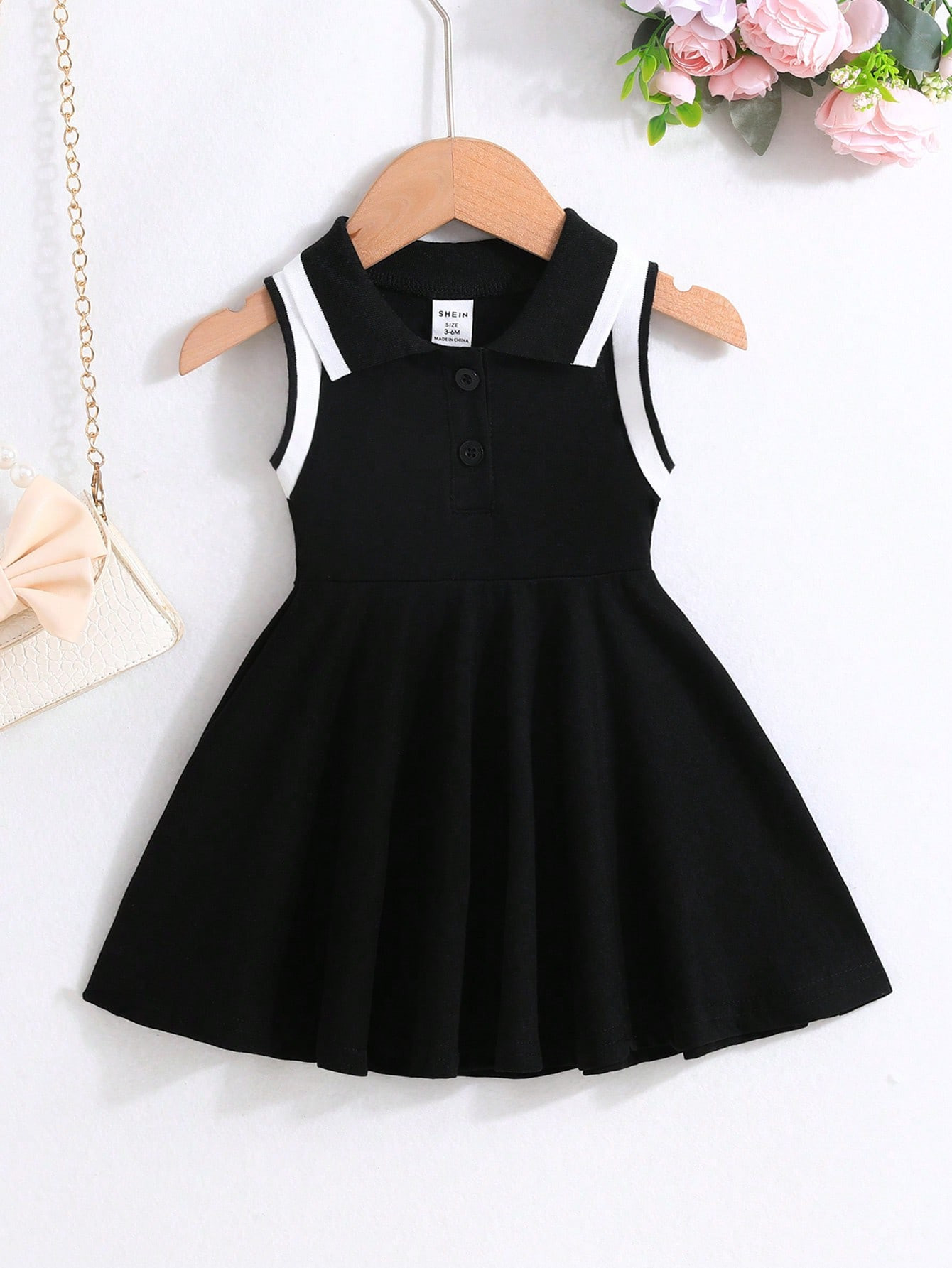 TrendsBaby Girl Striped Sleeveless Dress With Ruffled Collar For Summer | SHEIN