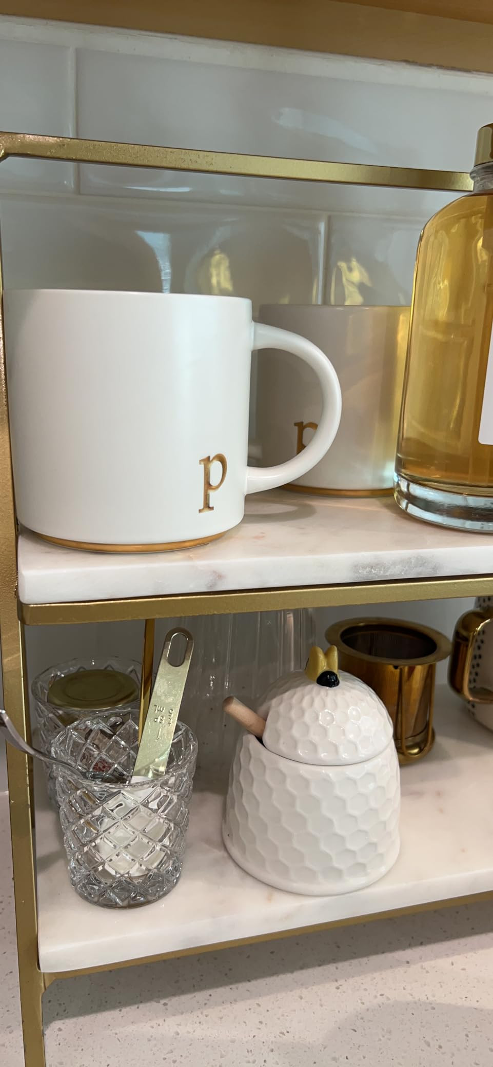 COLLECTIVE HOME - Monogram Ceramic Mugs, 15 oz Golden Initial Coffee Cups, Elegant Alphabet Tea M... | Amazon (US)