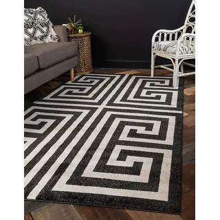 Unique Loom Greek Key Athens Area Rug - 7' x 10' - Black | Bed Bath & Beyond