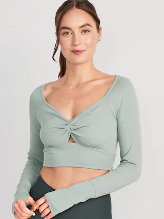 UltraLite Rib-Knit Cropped Twist-Front Shrug Top for Women | Old Navy (US)