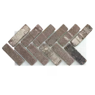 Old Mill Brick 28 in. x 12.5 in. x 0.5 in. Brickwebb Herringbone Monument Thin Brick Sheets (Box ... | The Home Depot