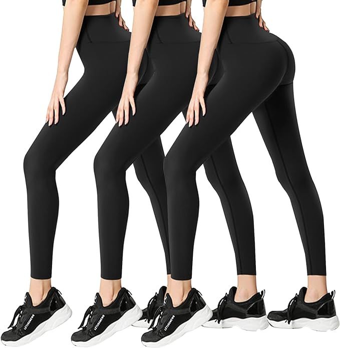 FULLSOFT 3 Pack Leggings for Women Non See Through-Workout High Waisted Tummy Control Black Tight... | Amazon (US)
