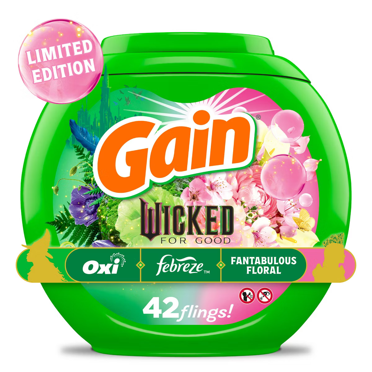 Gain Wicked for Good Fantabulous Floral Limited Edition Laundry Detergent Pods 42 Pacs - 30oz | Target