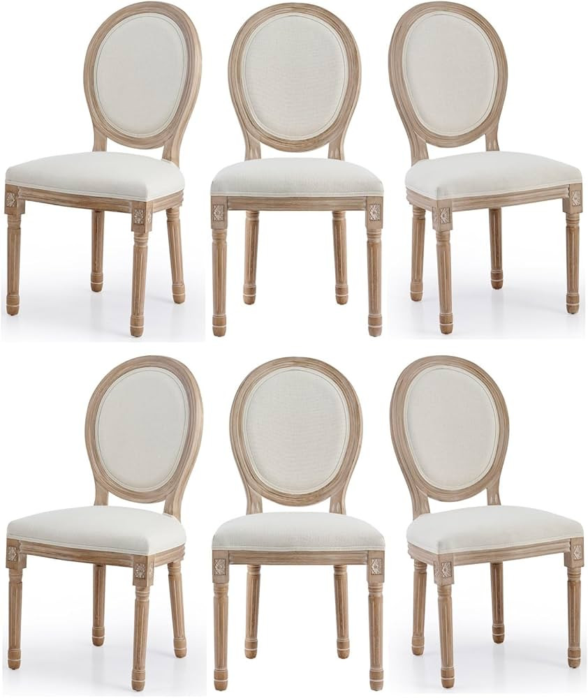 VONLUCE Accent Chairs Set of 6, French Upholstered Dining Chairs for Bedroom Living Room Kitchen,... | Amazon (UK)