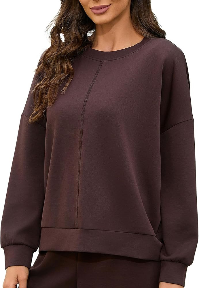 Women's Oversized Sweatshirt Crewneck Pullover Solid Long Sleeve Casual Top for Fall and Winter | Amazon (US)