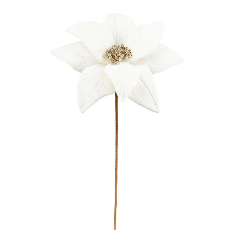 White Poinsettia Floral Stem, 18" | At Home
