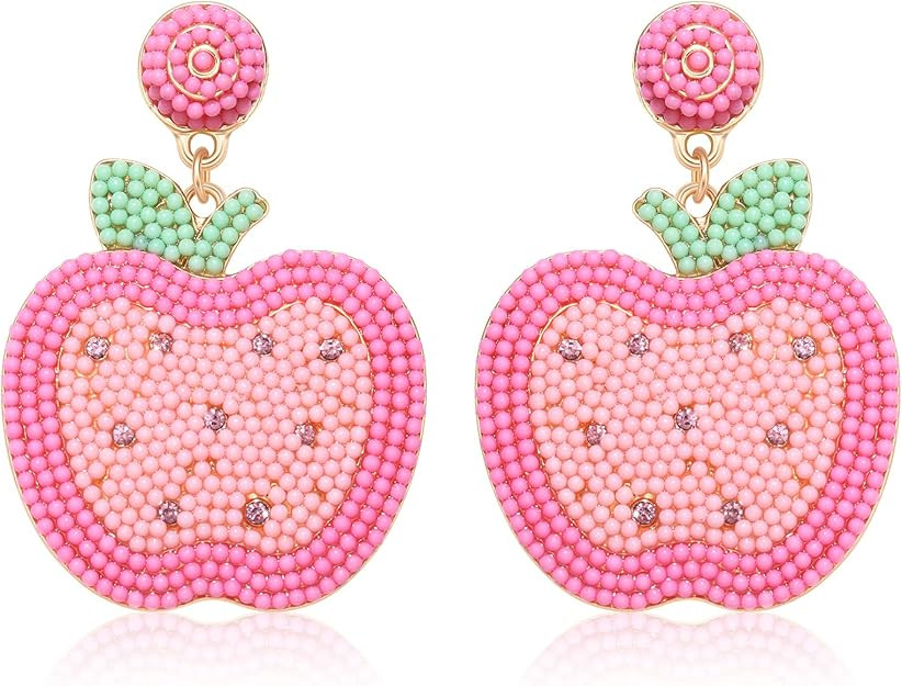 Teacher Earrings Beaded Pencil drop Dangle Earrings for Teacher Student Women, Handmade Beaded Co... | Amazon (US)