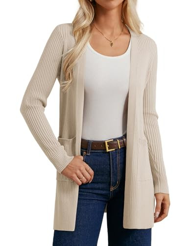 GRACE KARIN Lightweight Long Cardigans for Women, Long Sleeve Cardigan Sweaters, Open Front Fashion Clothing Apricot XL | Amazon (US)