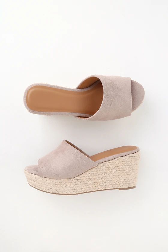 Kait Taupe Suede Espadrille Wedges | Lulus