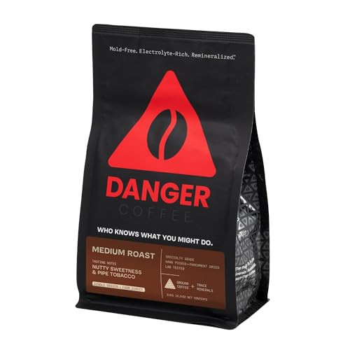 Danger Coffee by Dave Asprey, Remineralized, Mold Free & Lab Tested Ground Healthy Coffee, Medium Roast, 10.9 Ounce | Amazon (US)