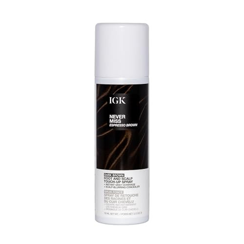 IGK Never Miss Root and Scalp Touch-Up Spray for Gray Coverage – Dark Brown Hair Color, Sweat-Resistant, Waterproof, Natural-Looking Root Concealer, 2.0 oz | Amazon (US)