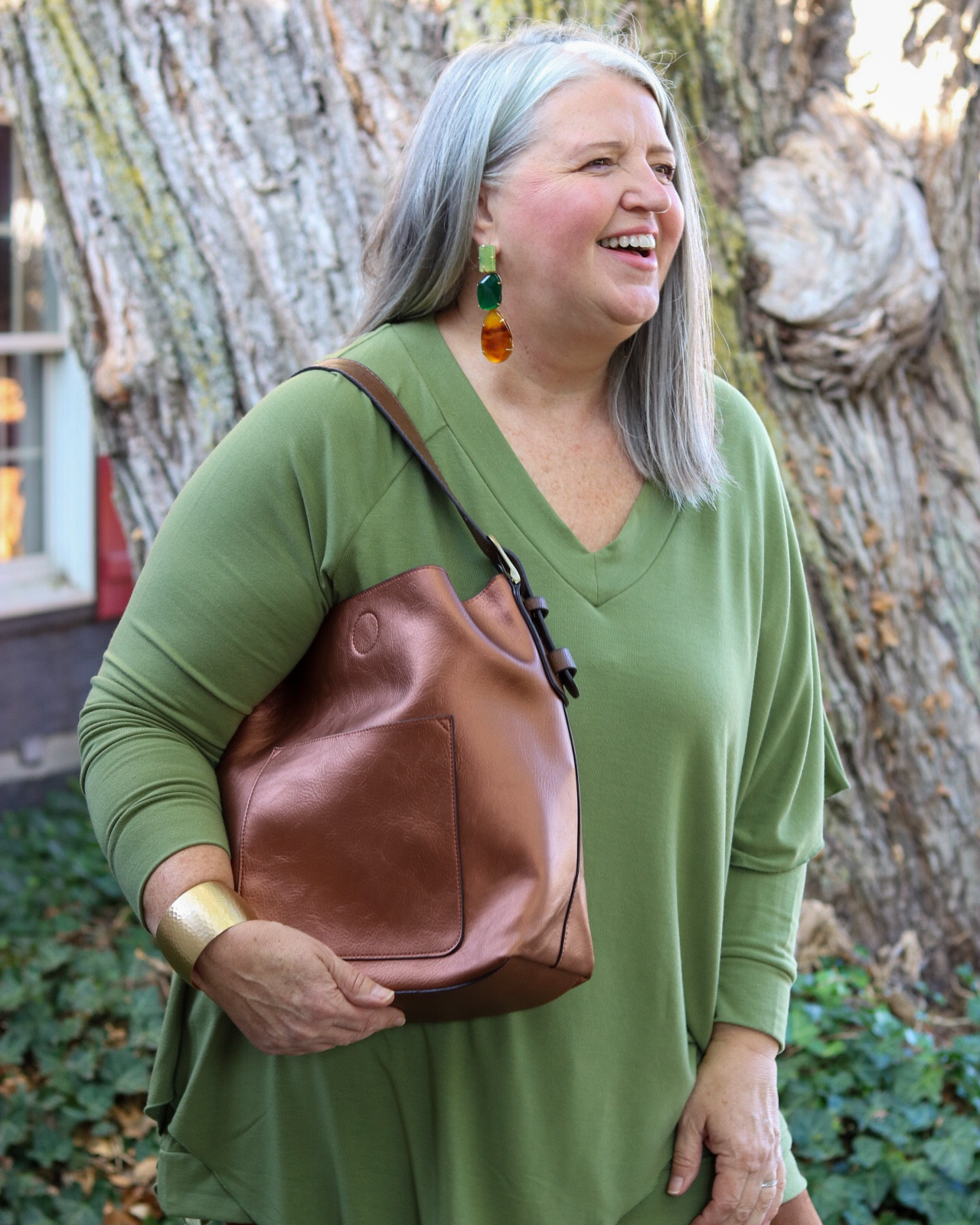 One super-soft, super chic, faux-cape tunic styled 3 ways! 
Wearing a 1X in the tunic and faux-suede leggings. Wide calf boots (largest calf is almost 19”) 

Measurements:
5’5” || Bust 44” || Waist 40” || Hip 52” 

#widecalfboots #wildcalfridingboots #plussizefalloutfitideas #softsurroundings

#LTKPlusSize #LTKOver40 #LTKMidsize