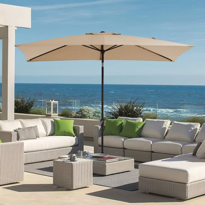 HYLEORY 10ft. x 6.5ft. Rectangular Market Umbrella Patio Umbrella with Tilt/ Fabric Color: Beige | Target
