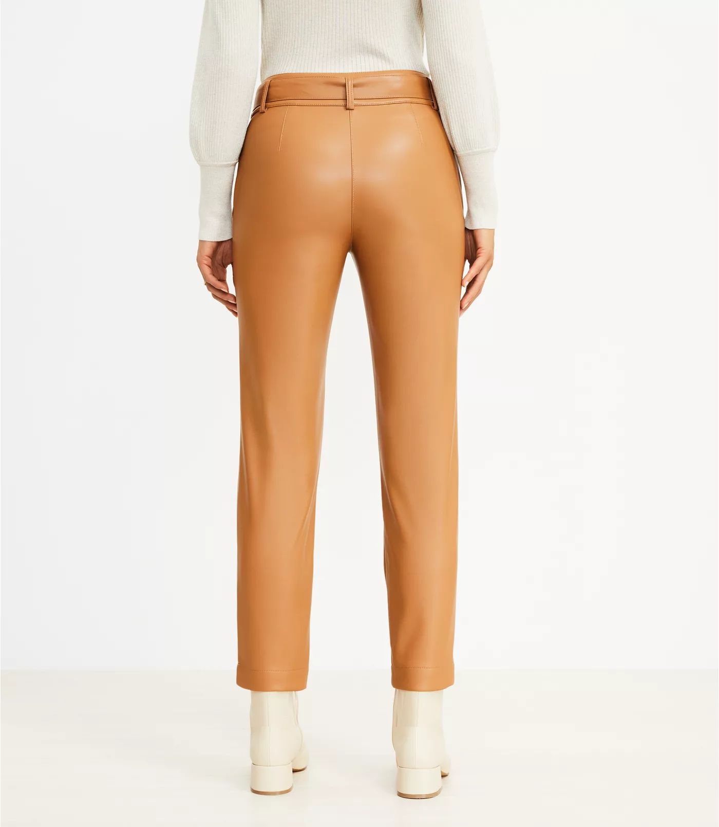 Tie Waist Slim Pants in Faux Leather | LOFT