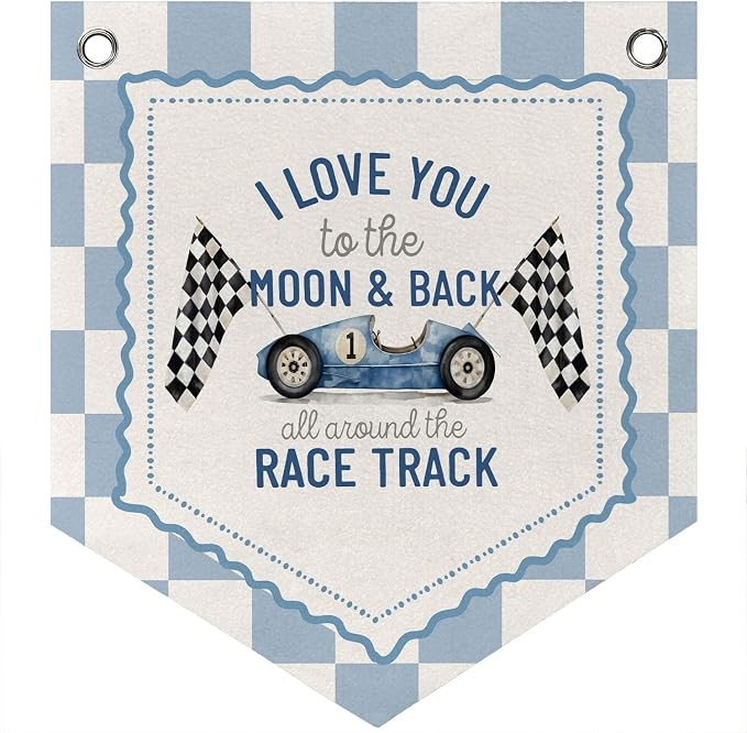DNTSC Vintage Race Car Nursery Playroom Wall Decor Banner Pennant Kid Banner Flag,Racing Theme Bl... | Amazon (US)