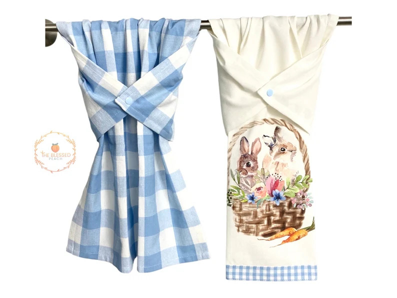 Easter kitchen tea towel, stay put towel, kitchen dish towel, hand drying towel, hanging hand tow... | Etsy (US)