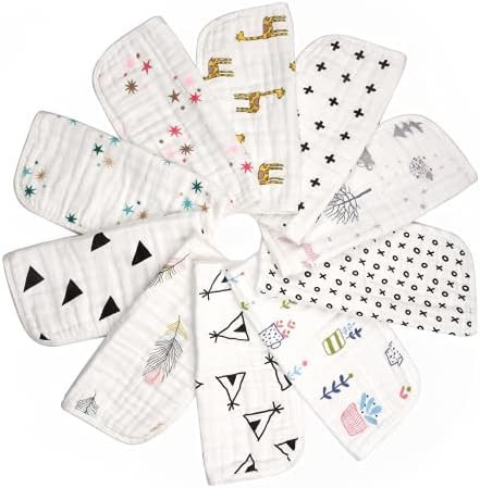 Organic Muslin Baby Washcloths - Pack of 10-100% Cotton Face Towels for Newborn and Adults - Larg... | Amazon (US)