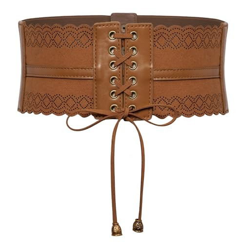 Scarlet Darkness Brown Corset Belts for Women Renaissance Pirate Belts Lace-up Corset Belts Brown 2XL | Amazon (US)