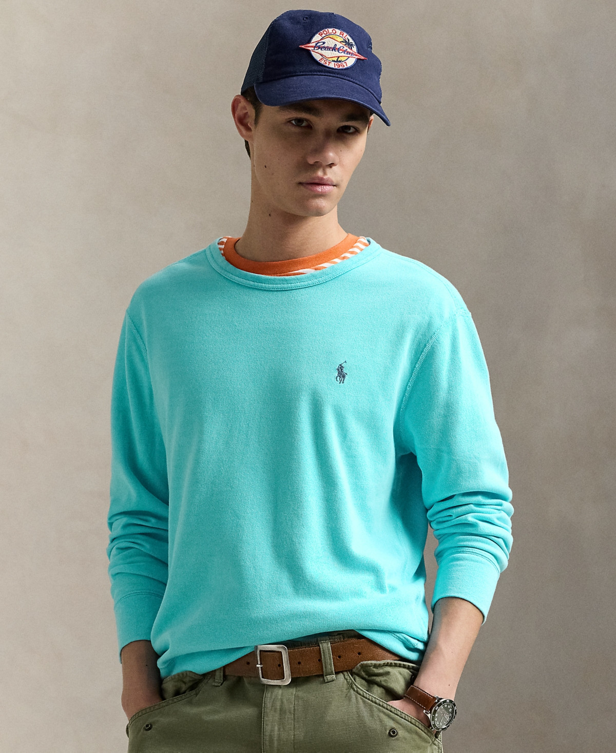 Polo Ralph Lauren Men's Cotton Terry Crewneck Sweatshirt - Aqua Blue | Macy's