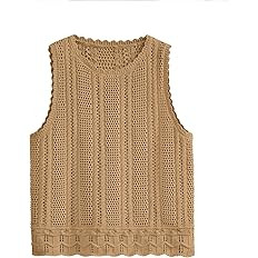 KIRUNDO Beach Vacation Clothes for Women Spring Summer Crochet Sweater Vest Tank Tops Cover Ups R... | Amazon (US)