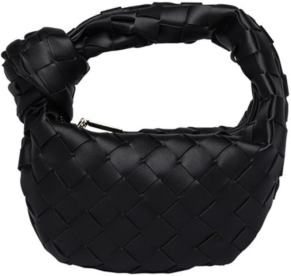 Y2K Woven Handbag for Women Soft Leather Bags Bucket Purses Small Tote Hobo Bag Shoulder Bag | Amazon (US)