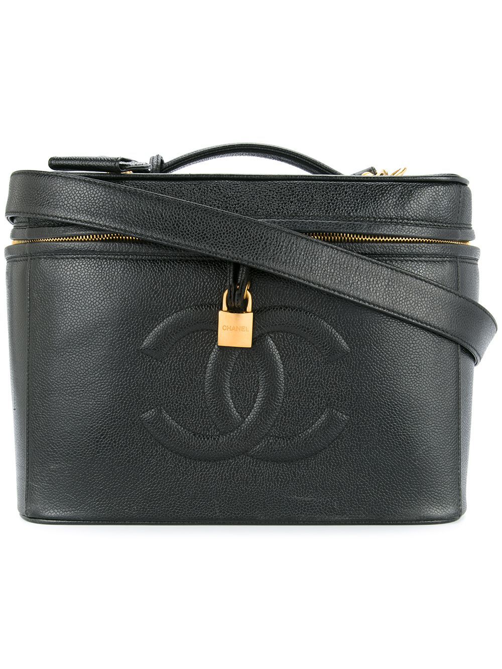 Chanel Vintage CC Logos two-way cosmetics bag - Black | FarFetch Global