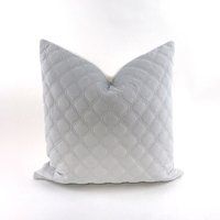 Blue Gray Quilted Velvet Pillow Cover | Etsy (US)