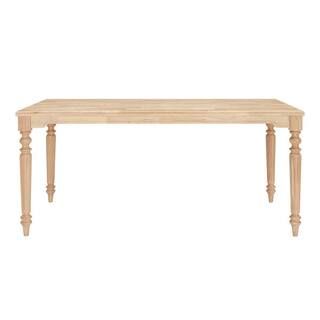 StyleWell Unfinished Natural Pine Wood Rectangular Table for 6 with Leg Detail (68 in. L x 29.75 ... | The Home Depot