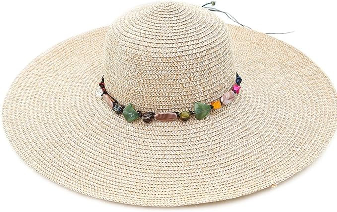 Adrinfly Women Foldable Floppy Wide Brim Straw Sun Hat Travel Packable Adjustable Summer Beach Ac... | Amazon (US)