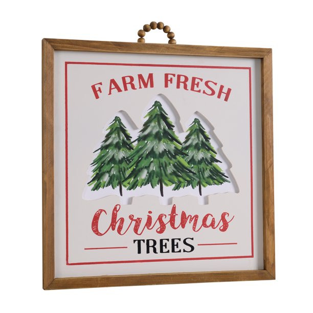 Holiday Time Farm Fresh Christmas Trees Hanging Sign Decoration, 15.5" - Walmart.com | Walmart (US)