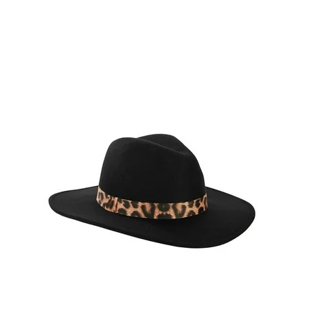 Scoop Ultimate Wide Brim Velour Fedora Leopard Women's | Walmart (US)