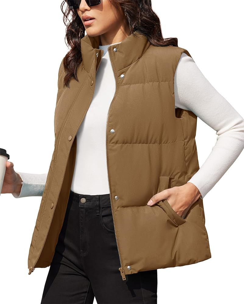 MAGCOMSEN Women's Puffer Down Vest Sleeveless Coat Zip Up Outerwear Lightweight Winter Padded Gil... | Amazon (US)