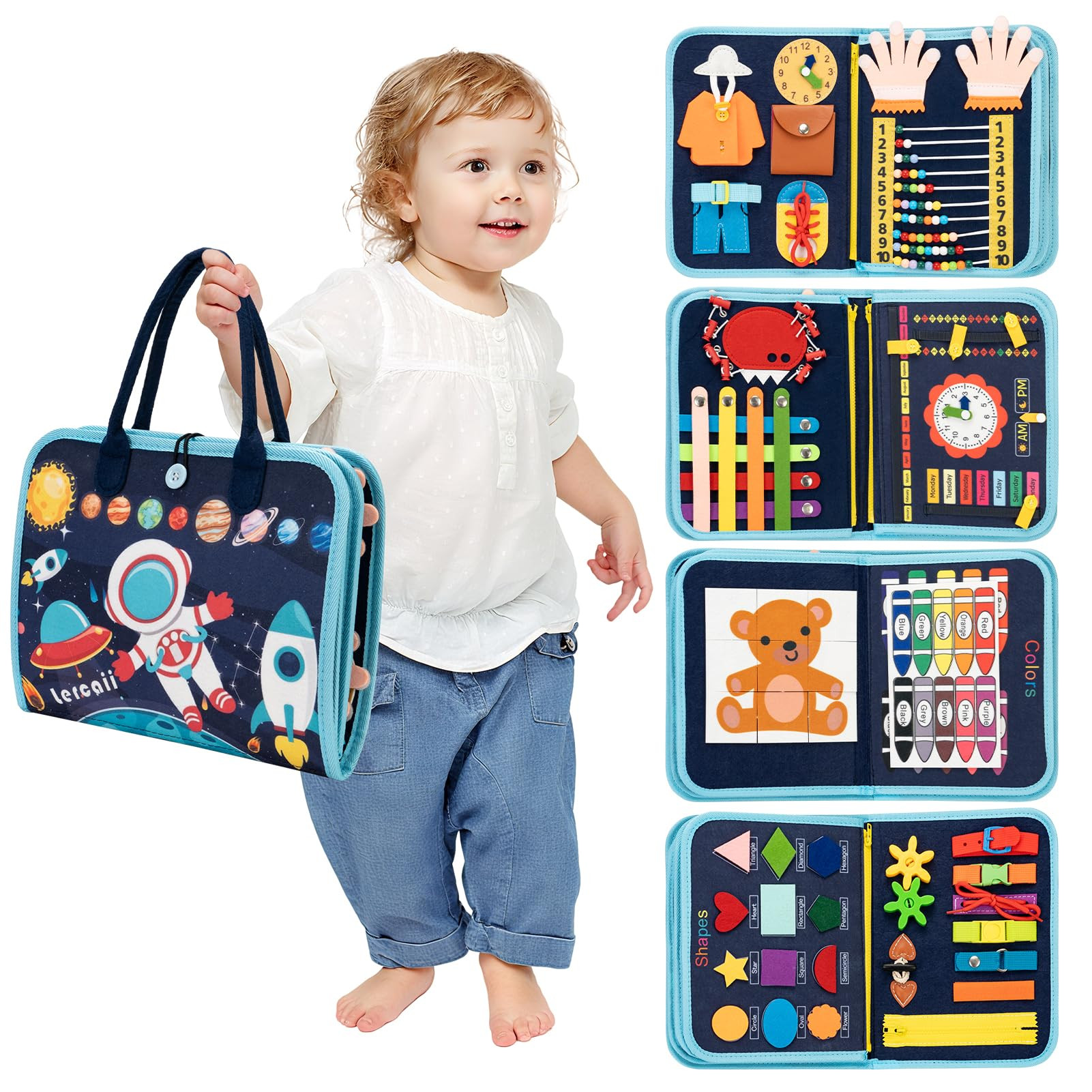 Montessori Busy Board Book for Toddlers, Sensory Activity Educational Toy for Fine Motor Skills &... | Amazon (US)