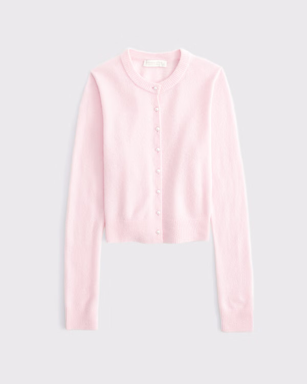 Merino Wool-Blend Shrunken Crew Cardigan | Abercrombie & Fitch (US)