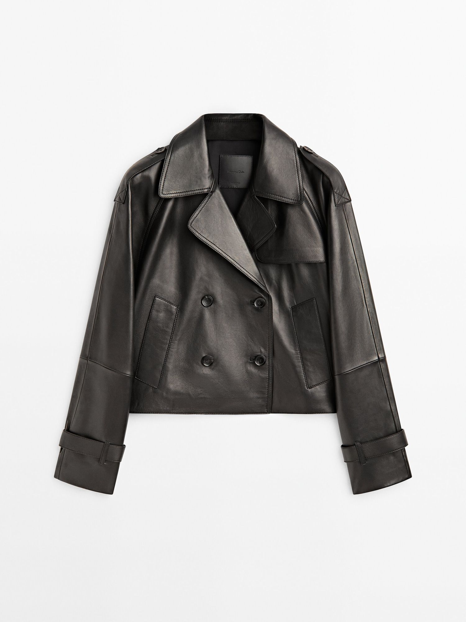 Cropped nappa leather trench coat | Massimo Dutti UK
